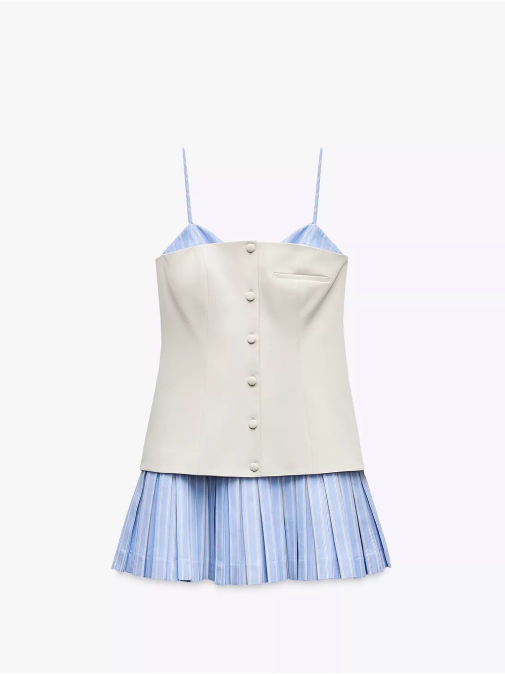 ZARA COMBINATION SHORT POPLIN DRESS Size Large